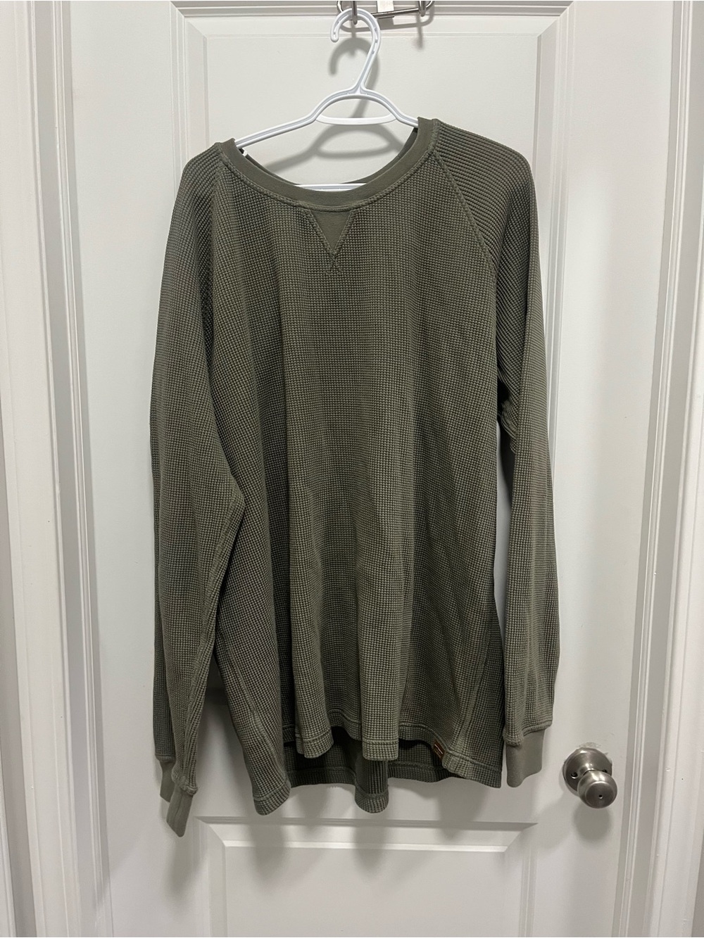LL Bean Signature Slim Fit XXL Tall Waffle Knit Crew Neck Pullover Green